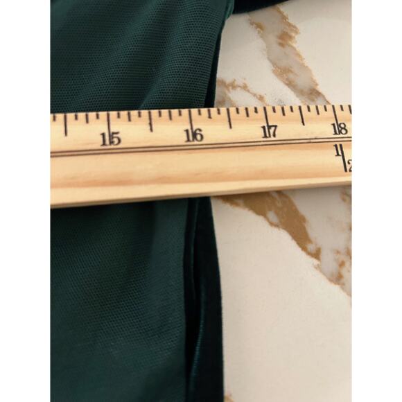 Jessica McClintock Dress Midi Green Velvet SZ12 Sheer Cowl Neck Holiday Party - Picture 9 of 10